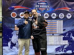 Timberwolf getting his gold medal at the 2020 Samrong Ice Hockey Challenge